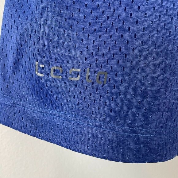 TSLA Tesla Blue Mesh Shorts Perfomance Training Hyper Dri Boys Size Medium - Picture 2 of 6